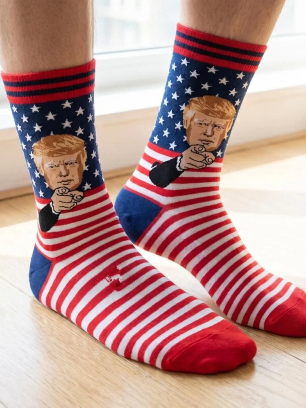 Patriotic Stars & Stripes Novelty Socks - Crew (2 Pack)
